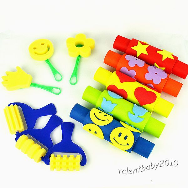Little Artist Rolling Pin Stamp Paint Brushes Rollers Kit Set/Kids Art