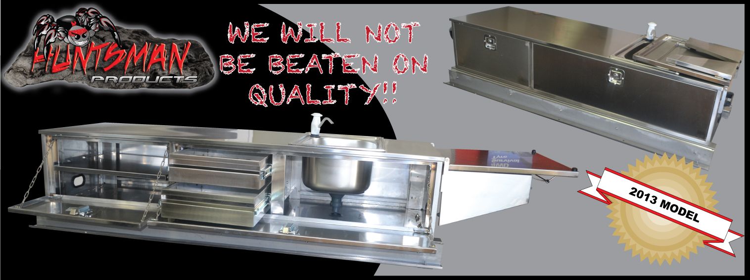 STAINLESS STEEL CAMPER TRAILER SLIDE OUT KITCHEN. 2 DRAWERS, SINK, TAP