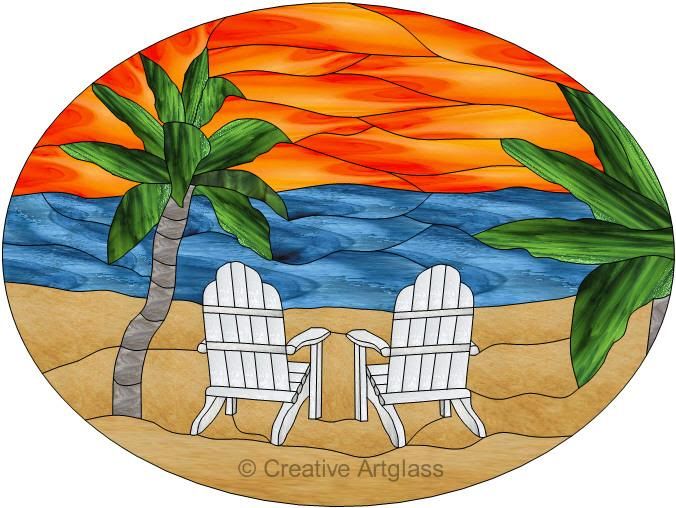 Stained Glass Tropical Beach Sunset Photo by CreativeArtglass | Photobucket