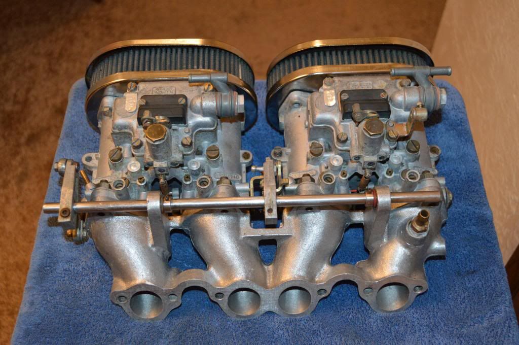 Dellorto DHLA 40 Side Draft carbs, 8v manifold, Linkage