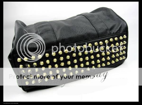 New Black Celebrity Bottom Studs Rivet Tote Handbags  