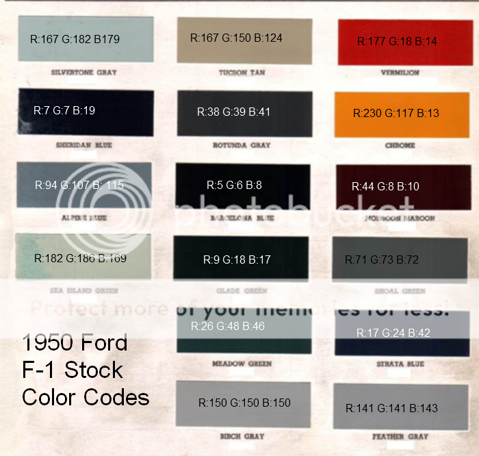 1950 Ford f1 paint colors