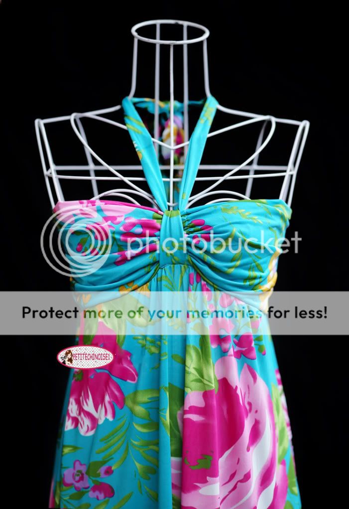 Halter sundress Floral Maxi Dress Bohemia S M SL083B  